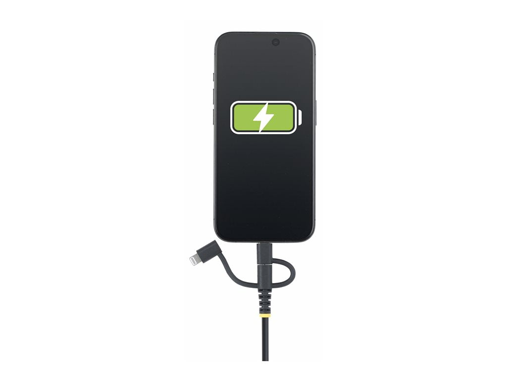 StarTech.com 3.3ft USB Multi Charging Cable, Lightning/Micro-USB/Type-C - USB cable kit - 3 A - 3.3 ft - rugged, passive - black RLTCUB1MBK