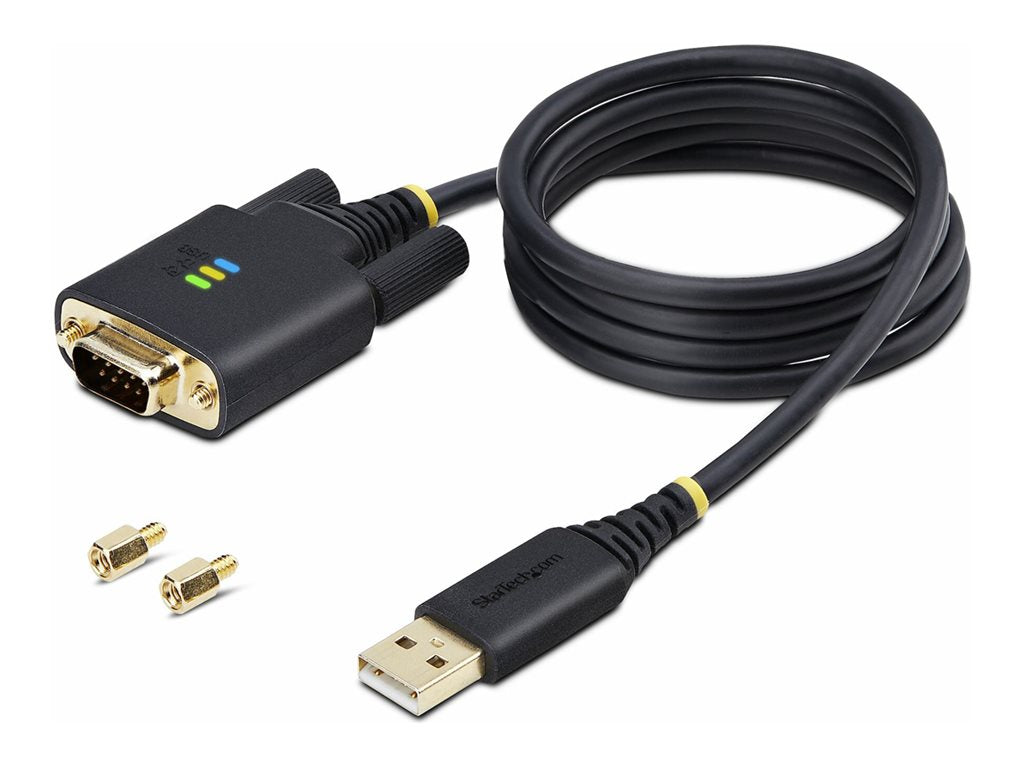 StarTech.com 3ft (1m) USB to Serial Adapter Cable, Interchangeable DB9 Screws/Nuts, COM Retention, USB-A to DB9 RS232, FTDI IC, 1P3FFCB-USB-SERIAL
