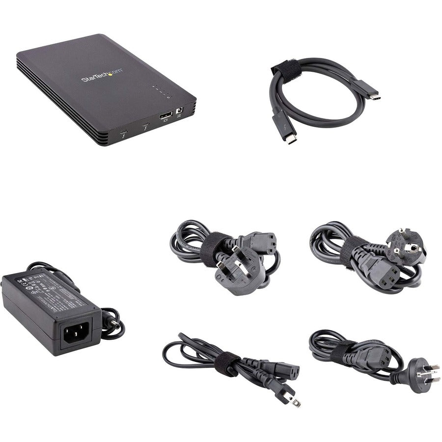 StarTech.com 4 Bay Thunderbolt 3 NVMe Enclosure, For M.2 NVMe SSD Drives, 1x DisplayPort Video and 2x TB3 Downstream Ports, 40Gbps M2E4BTB3