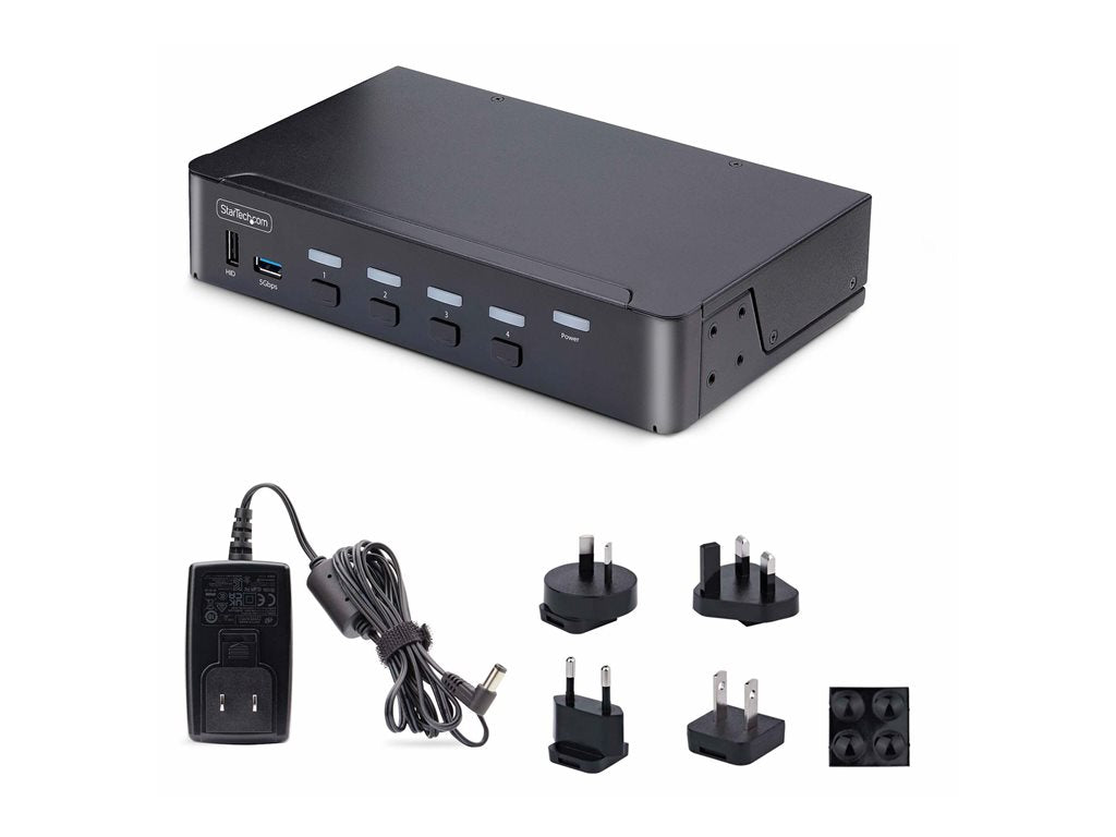 StarTech.com 4-Port DisplayPort 1.4 KVM Switch, 8K 60Hz / 4K 144Hz, 2x USB 3.0 Ports, 4x USB 2.0 Ports, Hotkey Switching, TAA D86A2-4-PORT-8K-KVM