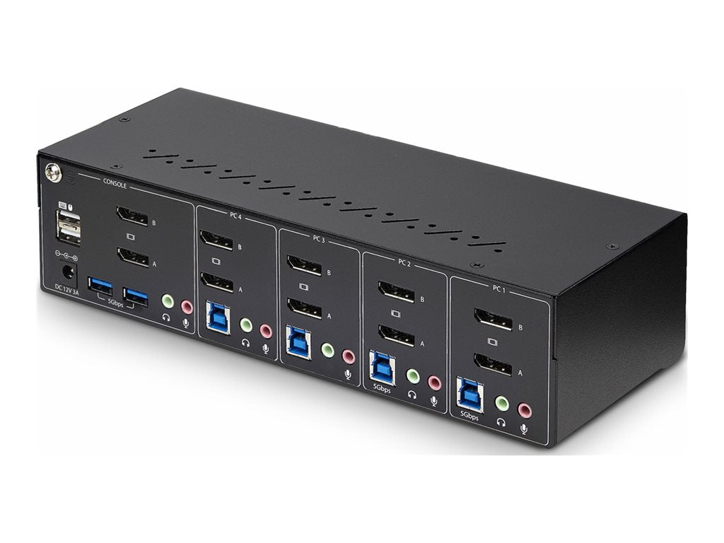 StarTech.com 4-Port Dual-Monitor DisplayPort KVM Switch, 4K 60Hz, 2x USB 5Gbps Hub Ports, 2x USB 2.0 HID Ports, Hotkey and Push-Button P4DD46A2-KVM-SWITCH