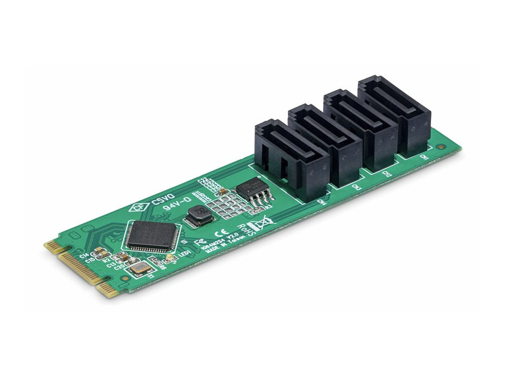 StarTech.com 4-Port M.2 to SATA Adapter Card, M.2 PCIe 3.0 to SATA HDD/SSD Expansion Card, ASM1064 Chipset, M.2 NVMe to 4x HDD/SSD 4P-SATA-M2-ADAPTER