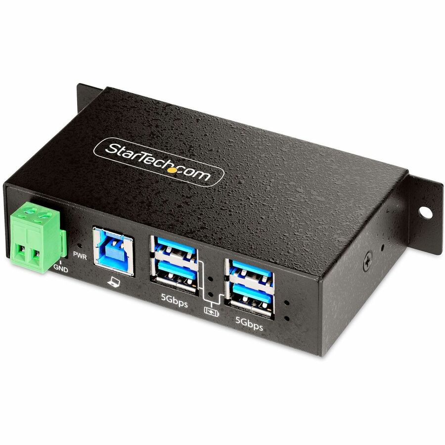 StarTech.com 4-Port Managed USB Hub, Heavy Duty Metal Industrial Housing, ESD & Surge