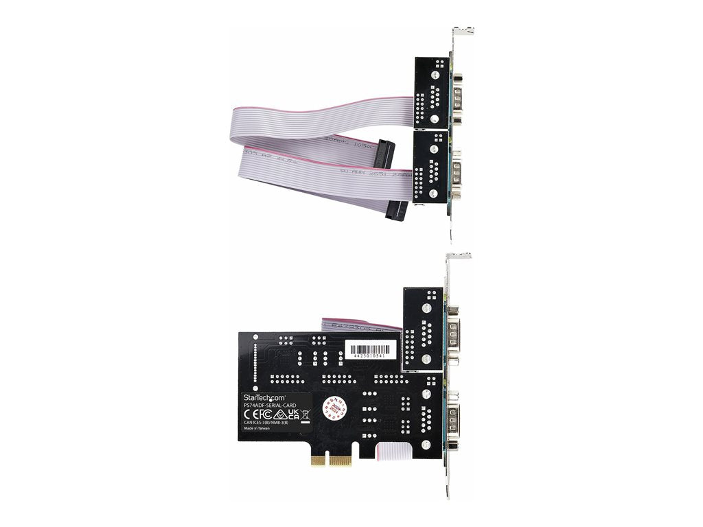 StarTech.com 4-Port Serial PCIe Card, Quad-Port PCI Express to RS232/RS422/RS485 (DB9) Serial Card, Low-Profile Bracket Incl., PS74ADF-SERIAL-CARD