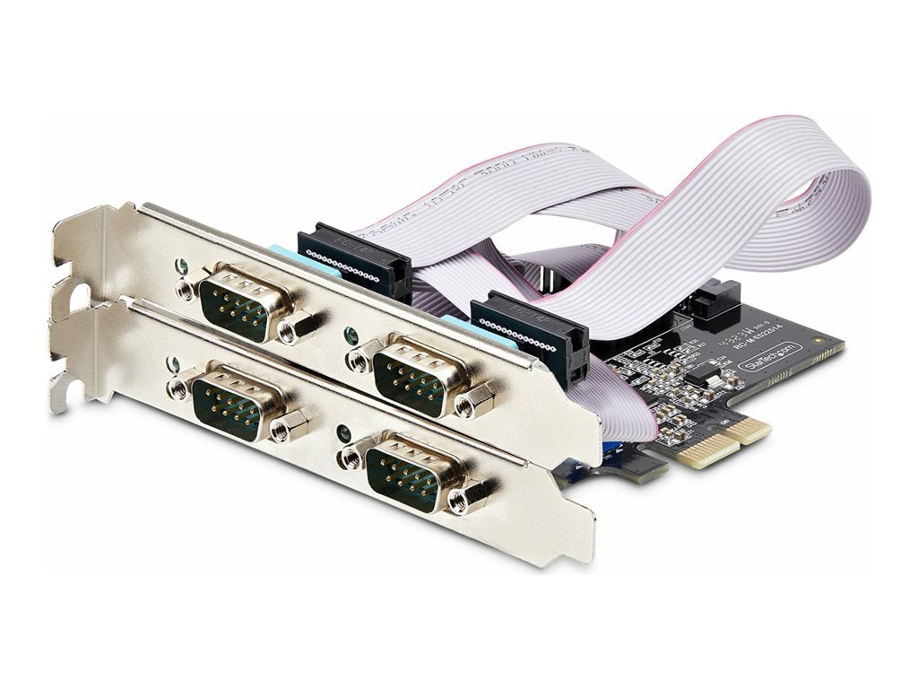 StarTech.com 4-Port Serial PCIe Card, Quad-Port PCI Express to RS232/RS422/RS485 (DB9) Serial Card, Low-Profile Bracket Incl., PS74ADF-SERIAL-CARD