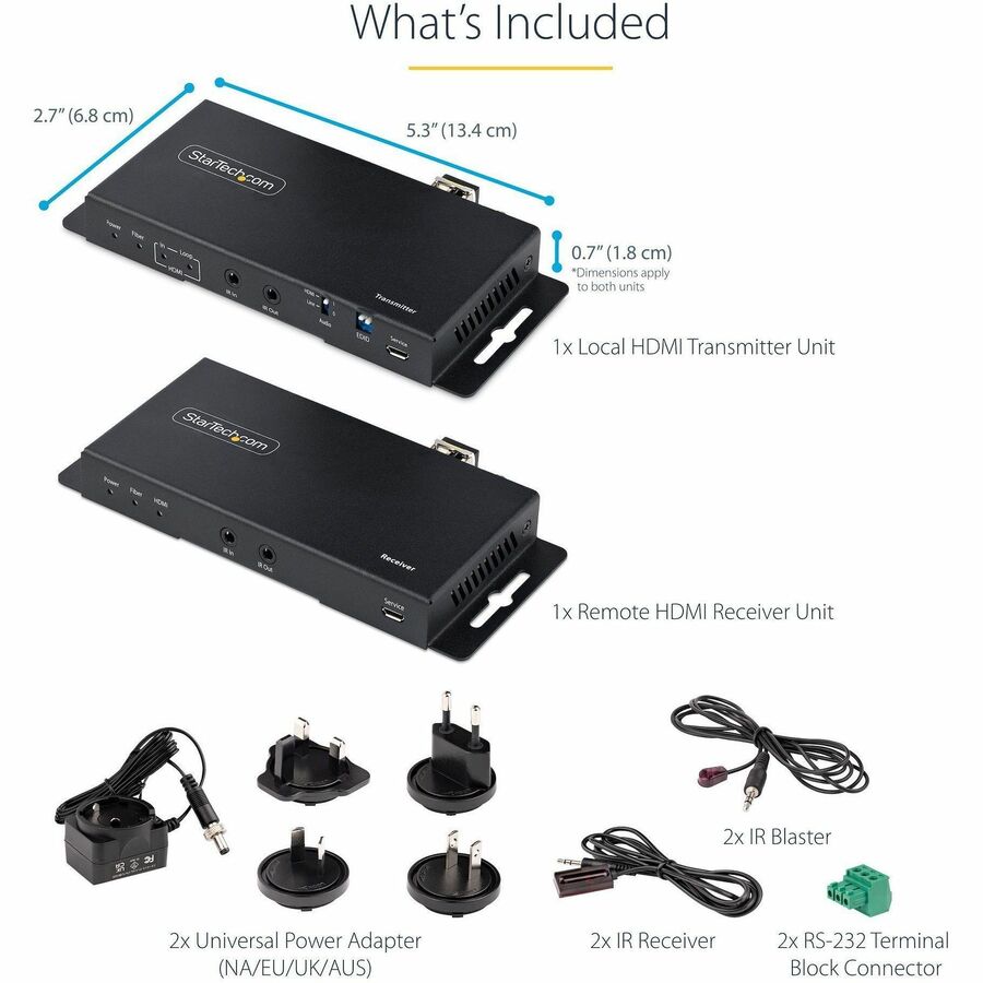 StarTech.com 4K HDMI over Fiber Extender Kit, 4K 60Hz, 3300ft (1km) Single Mode/1000ft