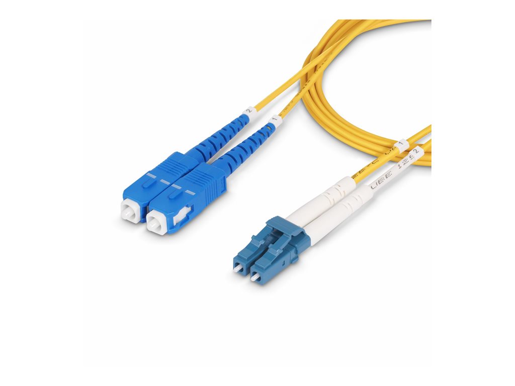 StarTech.com 5m (15ft) LC to SC (UPC) OS2 Single Mode Duplex Fiber Optic Cable, 9/125ï¿½m, Laser Optimized, 10G, Bend