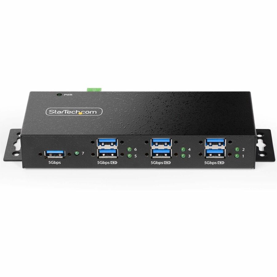 StarTech.com 7-Port Managed USB Hub, Heavy Duty Metal Industrial Housing, ESD & Surge