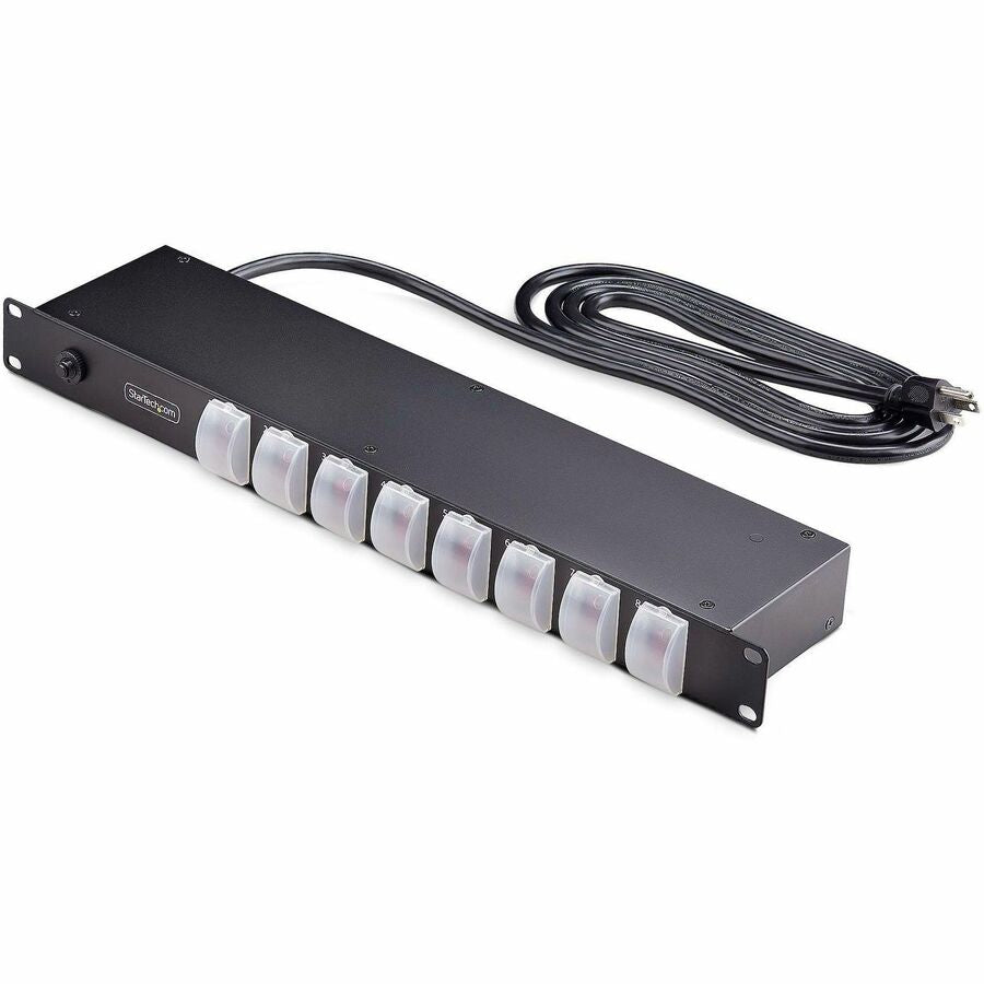 StarTech.com 8-Outlet Horizontal Rack Mount PDU, 1U Power Strip, Outlet On/Off Switches, 8NS8-RACK-MOUNT-PDU