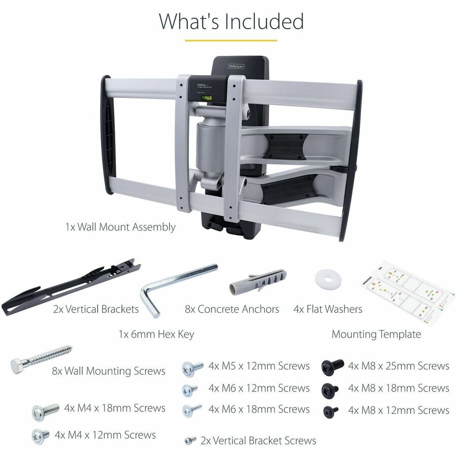 StarTech.com Articulating TV Wall Mount, VESA Wall Mount TV Bracket for 65