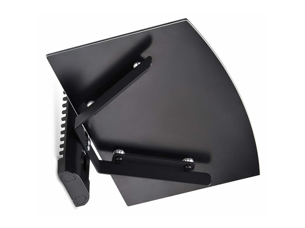 StarTech.com Floating Wall-Mounted AV Shelf, Adjustable Height Shelf For Under TV, Organize A/V Equipment On Black Tempered Glass 1B-WALL-MOUNT-SHELF