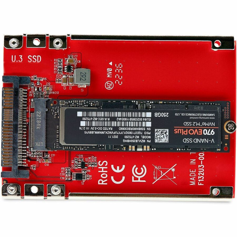 StarTech.com M.2 to U.3 Adapter, For M.2 NVMe SSDs, PCIe M.2 Drive to 2.5inch U.3