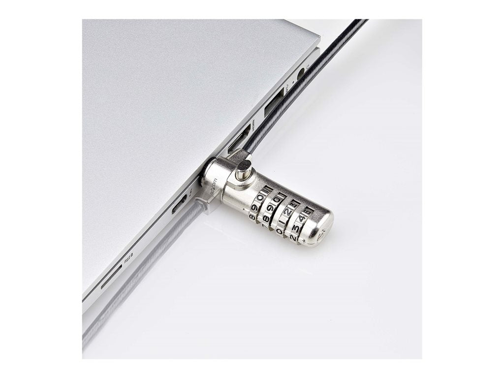 StarTech.com Slim Lock K-Slot Compatible, 6.6ft Combination Locking Cable - Security cable lock - black & silver - 6.6 ft SSTDC4D-LAPTOP-LOCK