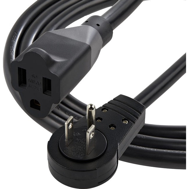 Startech.Com 10Ft (3M) Power Extension Cord, 360 Rotating Flat Plug Extension Cord, Nema 5-15P To Nema 5-15R, 125V/15A, 16 Awg, 3-Prong Grounded Power Extender Cable, Ul Certified - Black Extension Cable - Power Extension Cable - Nema 5-15P (P) Rotating T