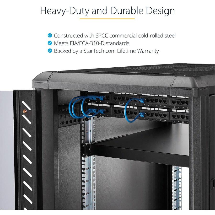 Startech.Com 1U Adjustable Mounting Depth Rack Mount Shelf - Heavy Duty Fixed Rack Shelf - 175Lbs / 80Kg