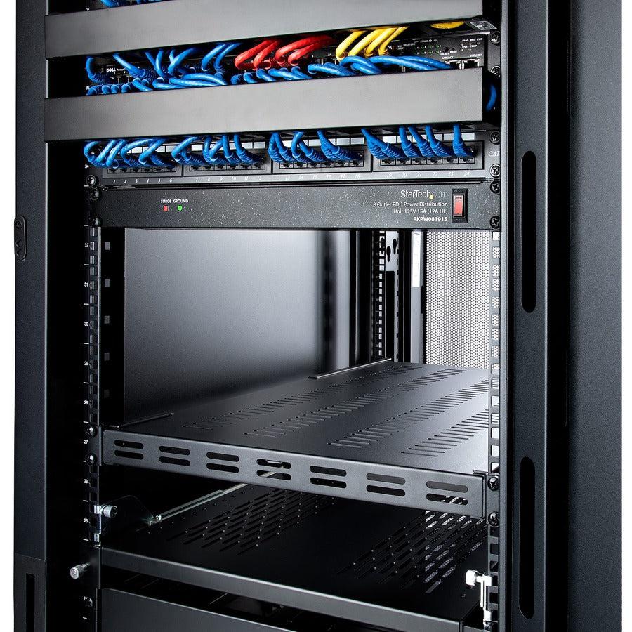 Startech.Com 1U Adjustable Mounting Depth Vented Rack Mount Shelf - Heavy Duty Fixed Rack Shelf - 250Lbs / 113Kg