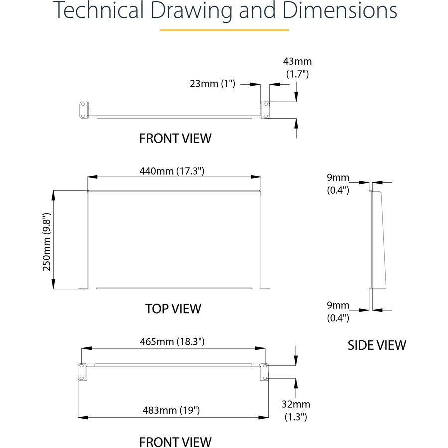 Startech.Com 1U Fixed Server Rack Mount Shelf - 10In Deep Steel Universal Cantilever Tray For 19"