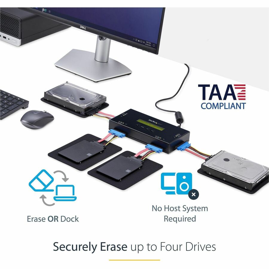 Startech.Com 4 Bay Ssd/Hdd Hard Drive Eraser - 2.5" & 3.5" Sata - Hostless Standalone Secure Erase