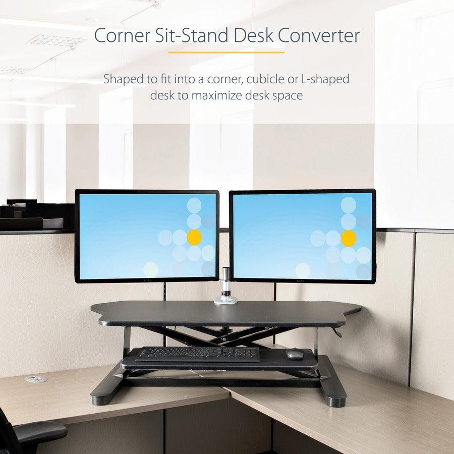 Startech.Com Corner Sit Stand Desk Converter With Keyboard Tray - Large Surface (35" X 21") - Height