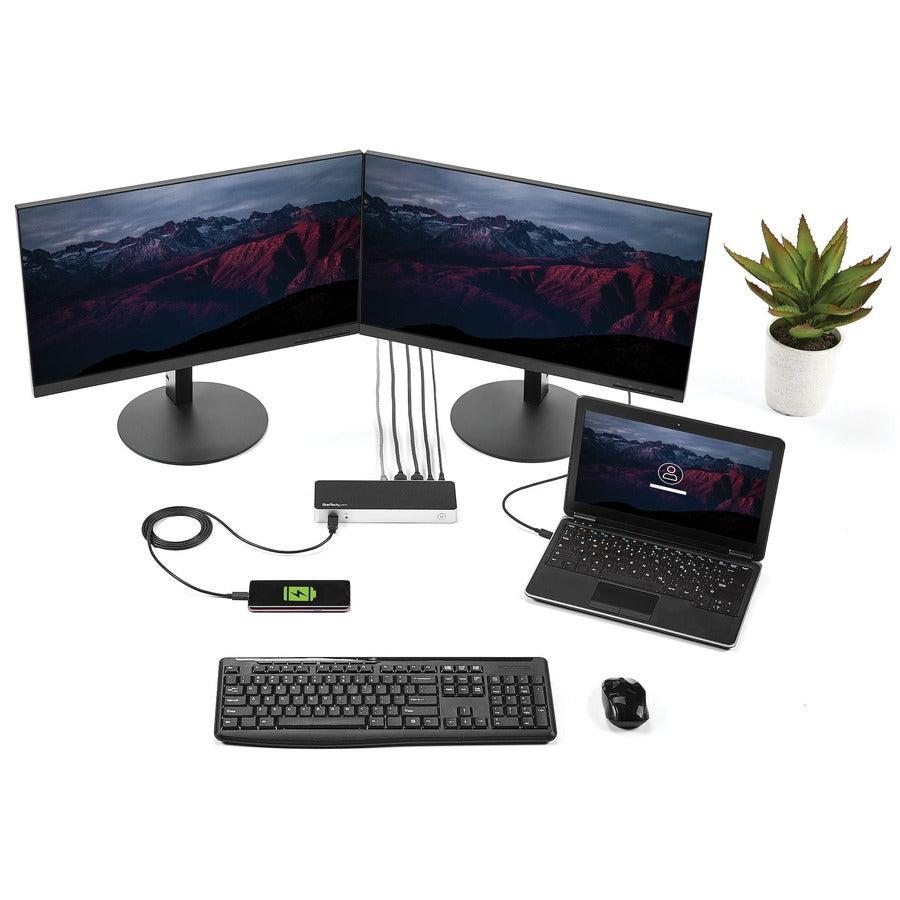 Startech.Com Dual Monitor Usb C Docking Station With 60W Power Delivery For Windows Laptops - Usb C To Hdmi Or Dvi Dock - Usb 3.1 Gen 1 Type C Dock W/ Charging - Thunderbolt 3 Compatible
