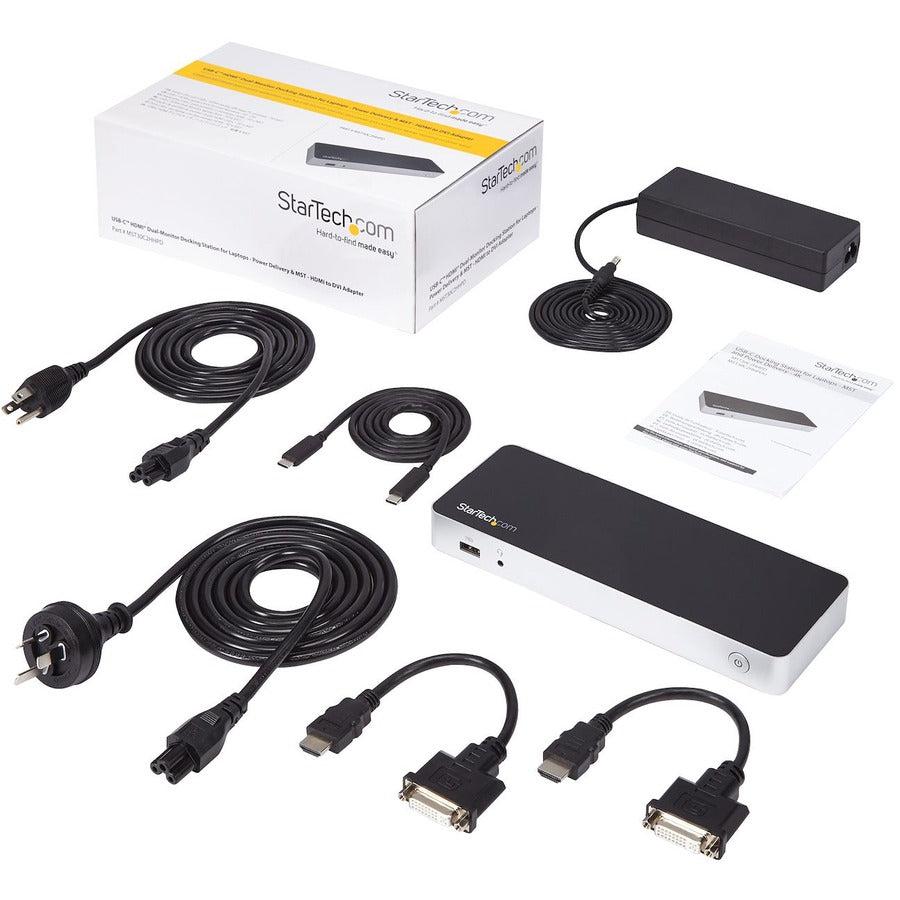 Startech.Com Dual Monitor Usb C Docking Station With 60W Power Delivery For Windows Laptops - Usb C To Hdmi Or Dvi Dock - Usb 3.1 Gen 1 Type C Dock W/ Charging - Thunderbolt 3 Compatible