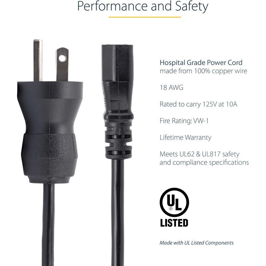 Startech.Com Hospital-Grade Power Cord - Nema 5-15P To C13 - 15 Ft.