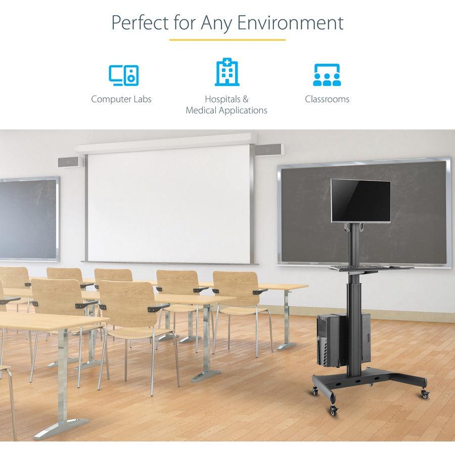 Startech.Com Mobile Workstation Cart With Monitor Mount, Cpu/Pc Holder, Keyboard Tray - Ergonomic