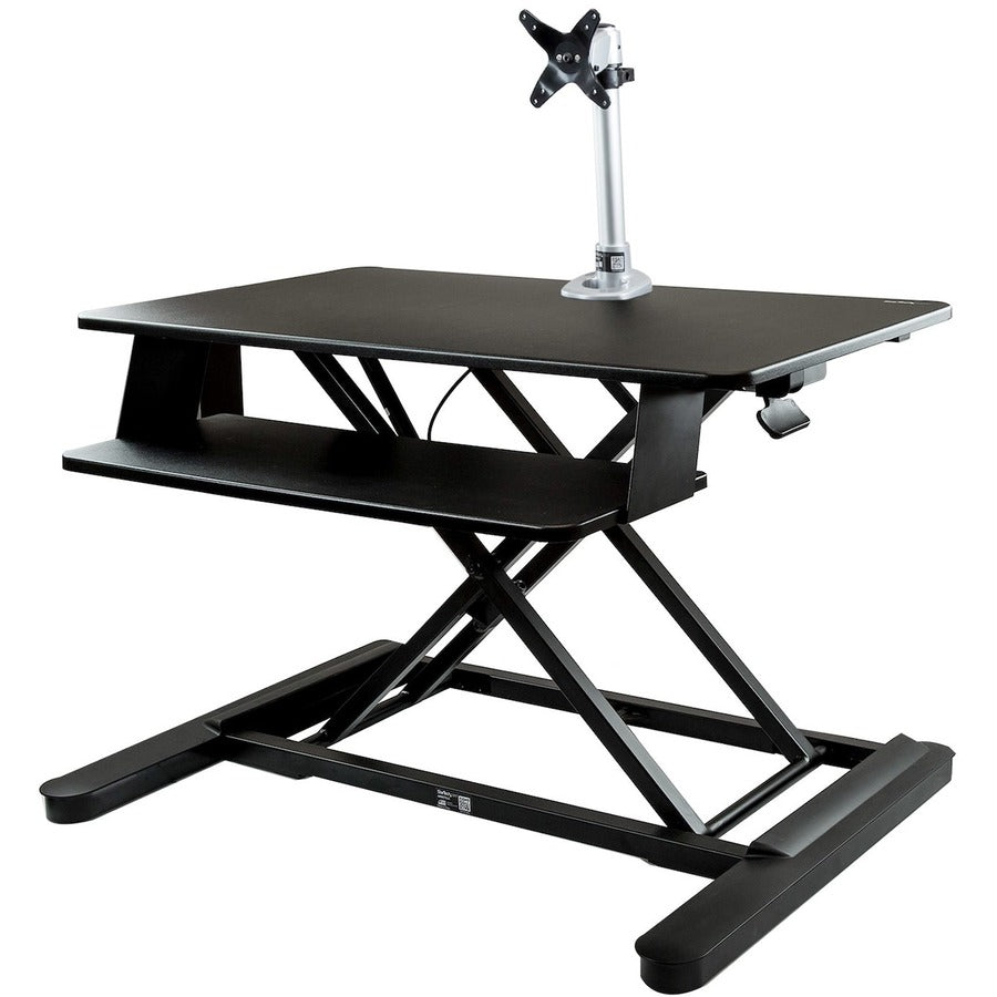 Startech.Com Sit-Stand Desk Converter With Monitor Arm - 35” Wide Work Surface - For Up To 30" Monitor
