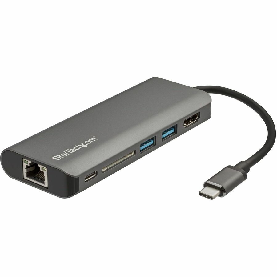Startech.Com Usb C Multiport Adapter - Portable Usb Type-C Travel Dock - 4K Hdmi, 2-Pt Usb Hub, Sd, Gbe, 60W Pd Pass-Through - Laptop Dock
