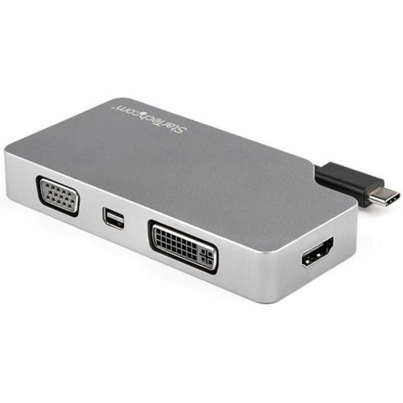 Startech.Com Usb C Multiport Video Adapter W/ Hdmi, Vga, Mini Displayport Or Dvi - Usb Type C Monitor Adapter To Hdmi 2.0 Or Mdp 1.2 (4K 60Hz) - Vga Or Dvi (1080P) - Space Gray Aluminum