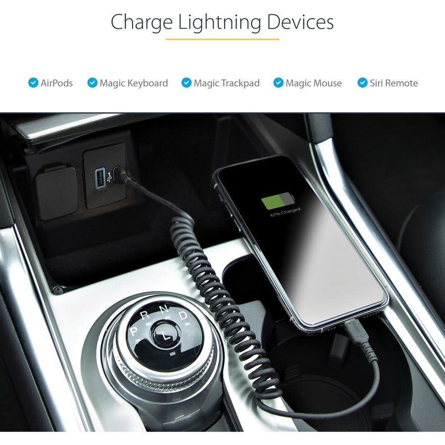 Startech.Com Usb C To Lightning Cable 20In / 50Cm, Mfi Certified, Coiled Iphone Charger Cable,