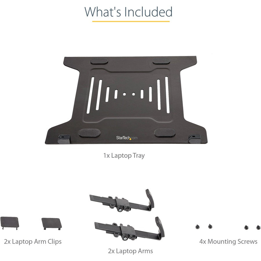 Startech.Com Vesa Laptop Tray - Adjustable Monitor Arm Laptop Tray Secures Notebooks (4.5Kg / 9.9Lb) - 75X75 & 100X100 Vesa Mount Holes - Ventilated - For Monitor Desk Mounts/Stands