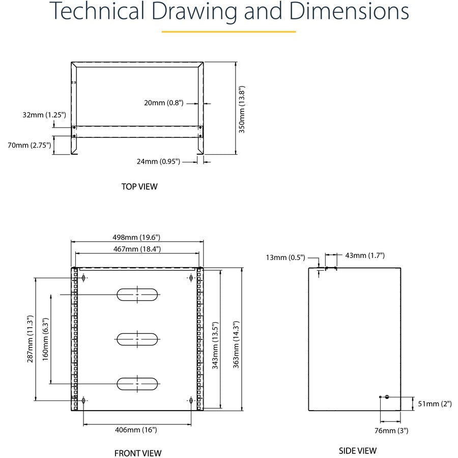 Startech.Com Wall-Mount Bracket For Shallow Rack-Mount Equipment - Solid Steel - 8U