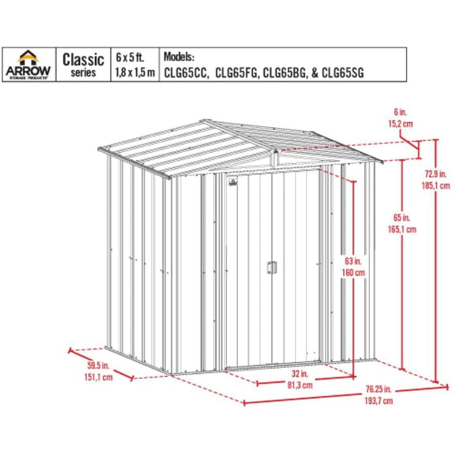 Steel Storage Shed 6x5 Flute Grey Outdoor Garden Shed
