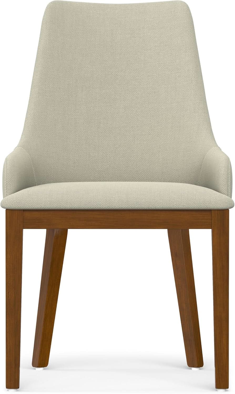 Stephanie Contemporary Dining Chair Set Of 2 In Natural Linen Look Fabric
