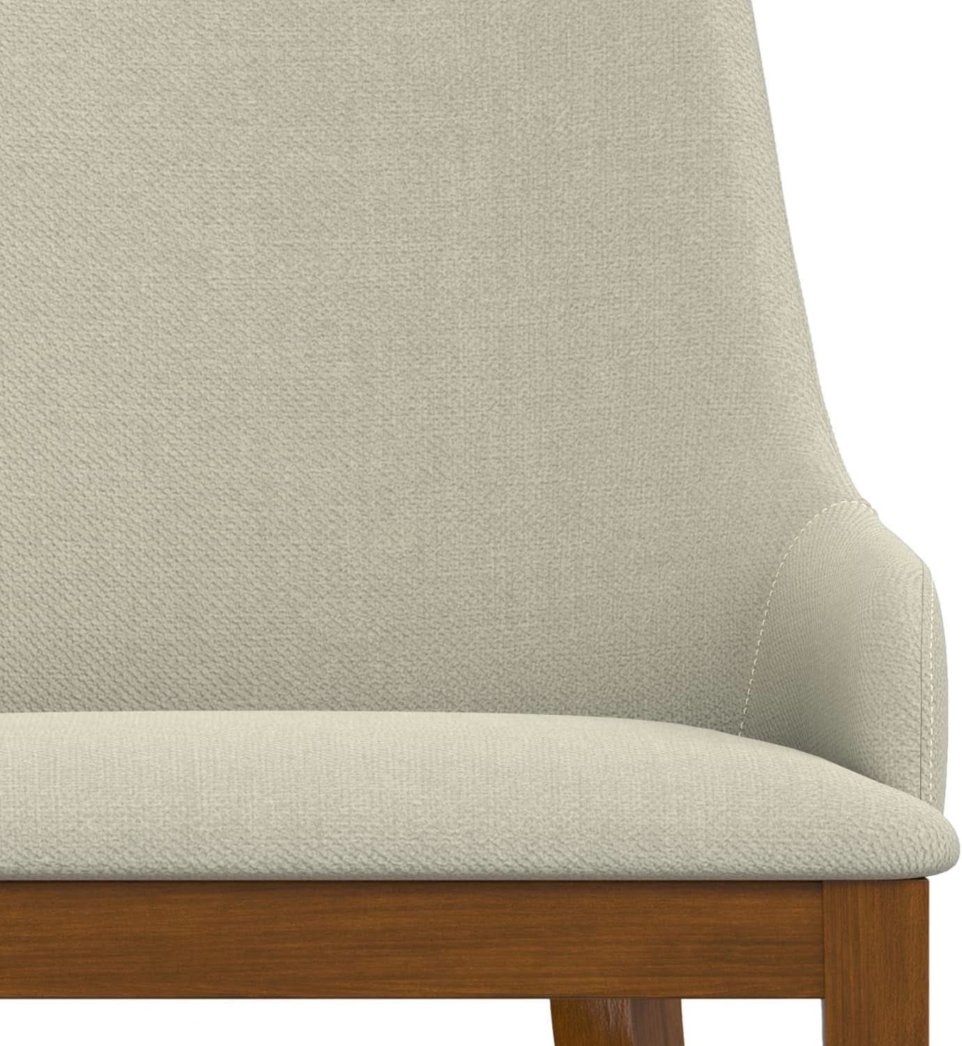 Stephanie Contemporary Dining Chair Set Of 2 In Natural Linen Look Fabric
