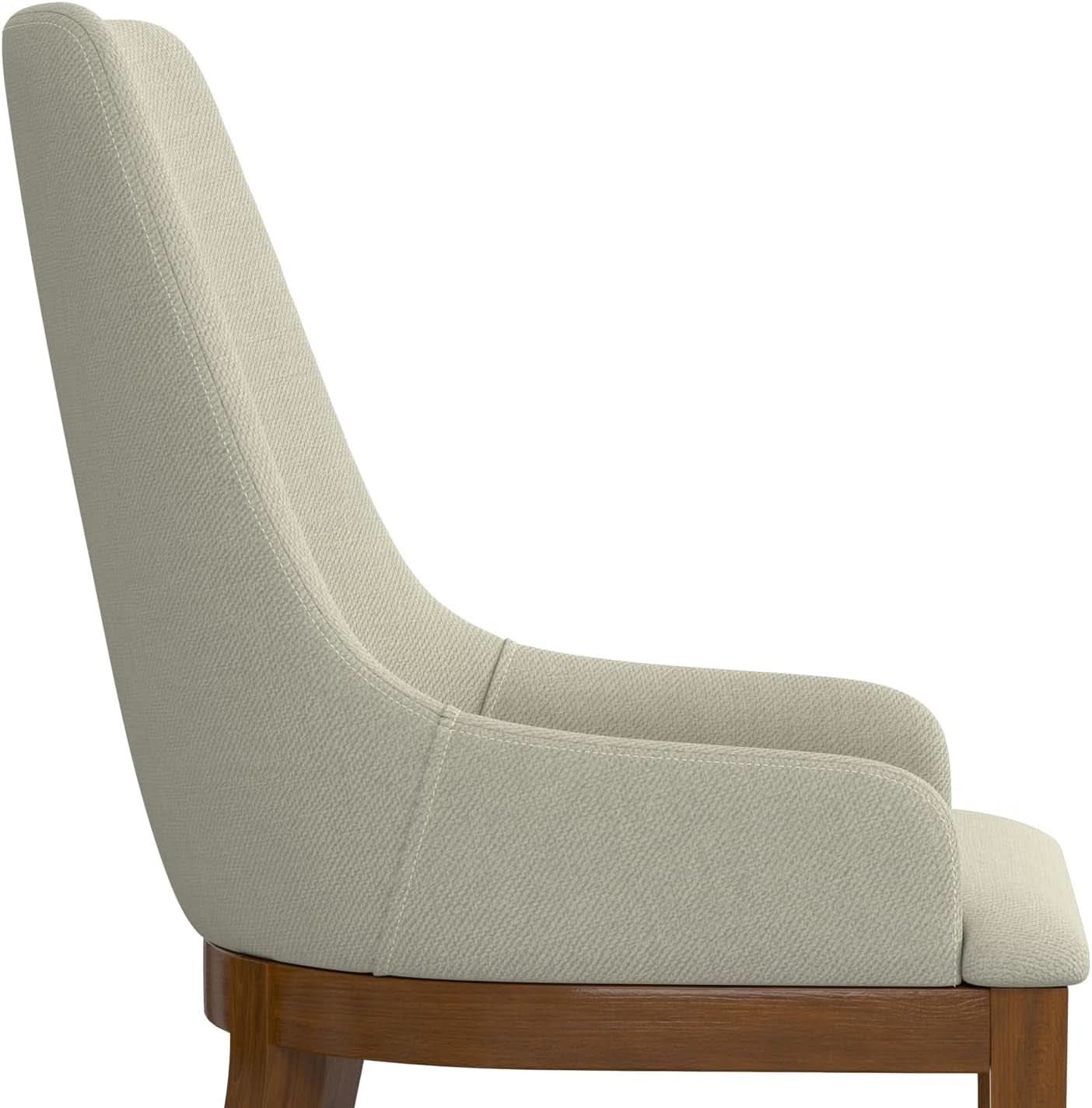 Stephanie Contemporary Dining Chair Set Of 2 In Natural Linen Look Fabric