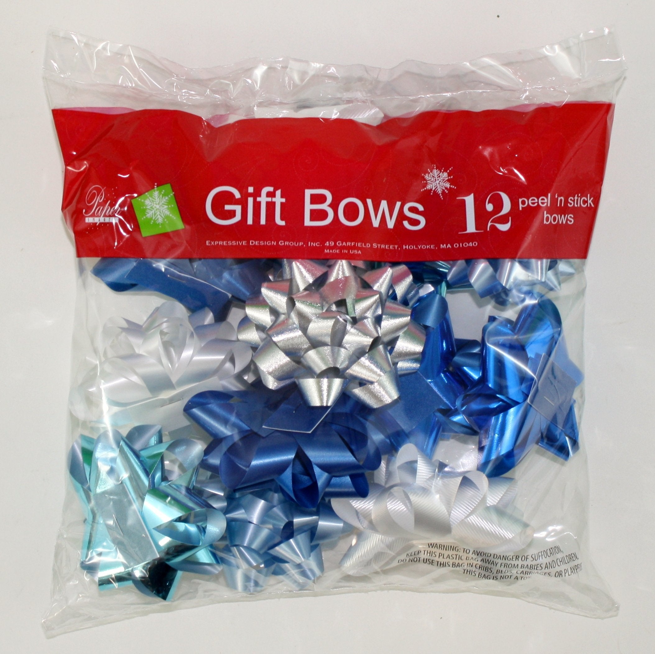 Stick on Bows - 12 Assorted Medium Size - Red/Green