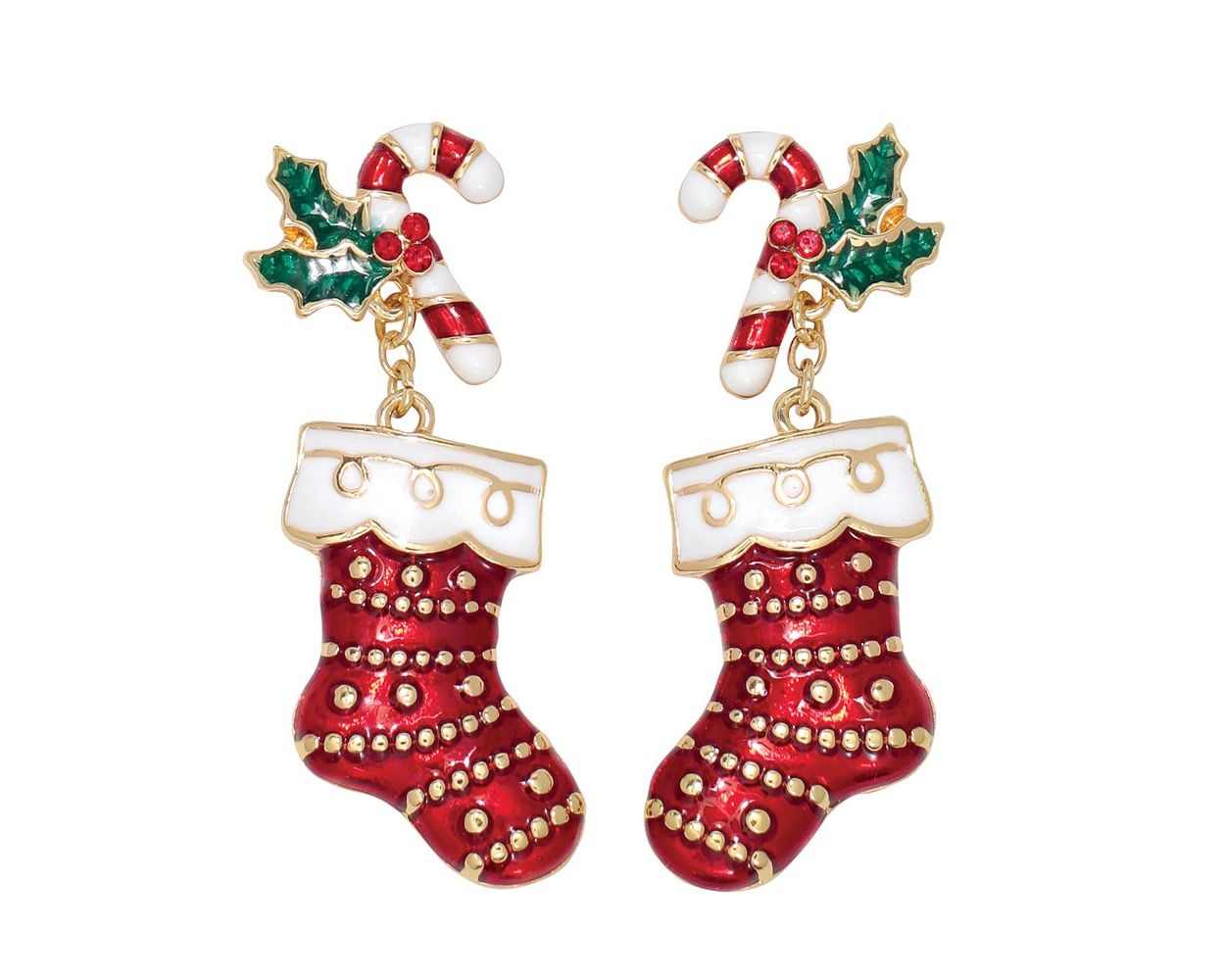 Stockings with Candy Canes Earrings