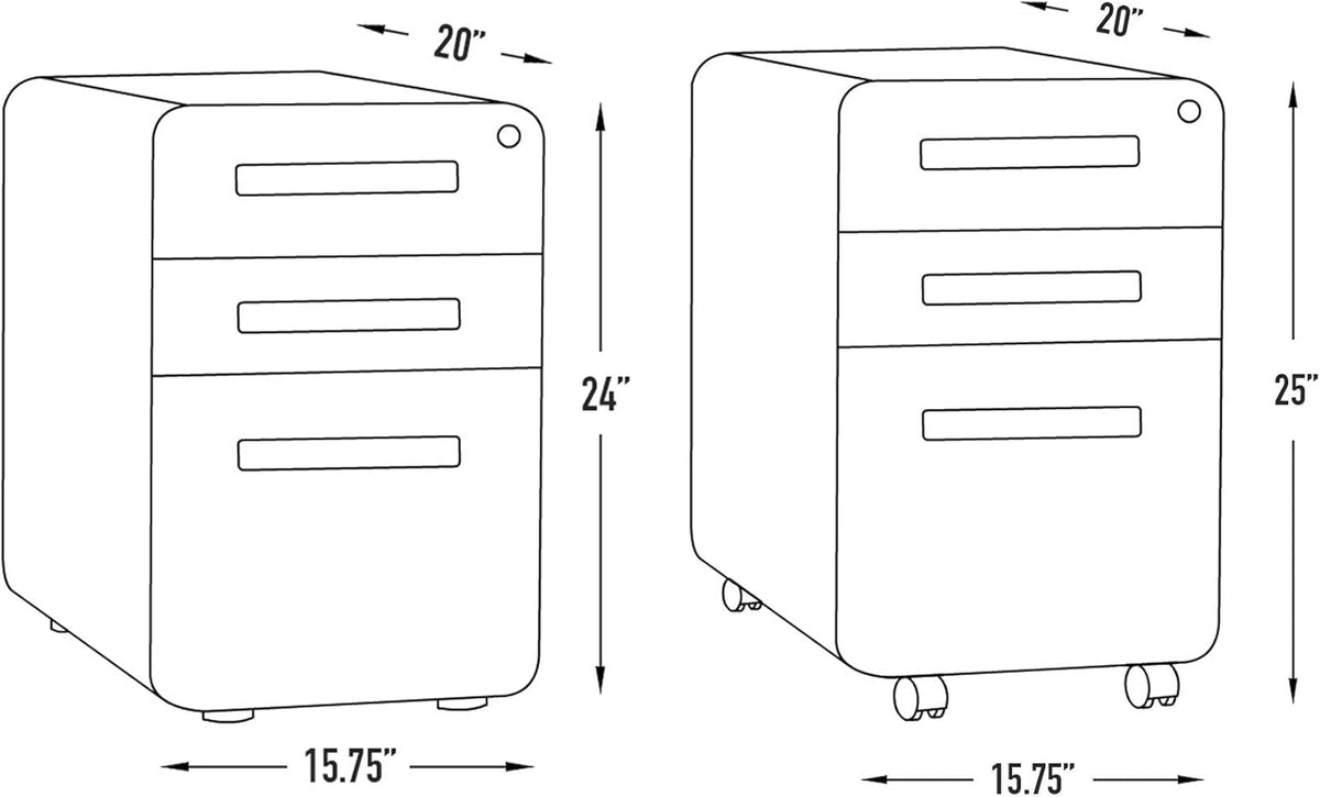 Stockpile 3 Drawer File Cabinet With Lock For Office Use
