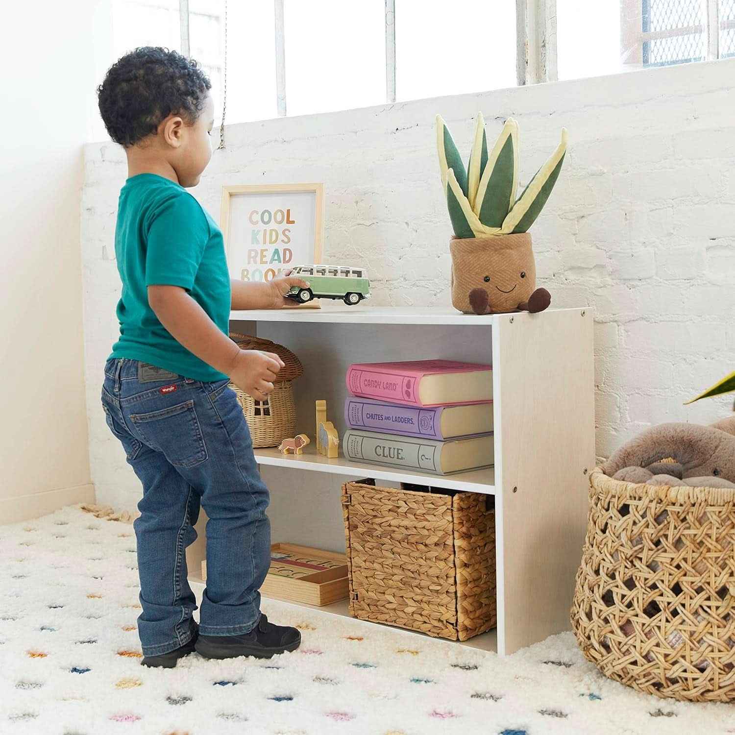 Streamline 2 Shelf Storage Cabinet 24 Inch White Wash Kids Bookshelf