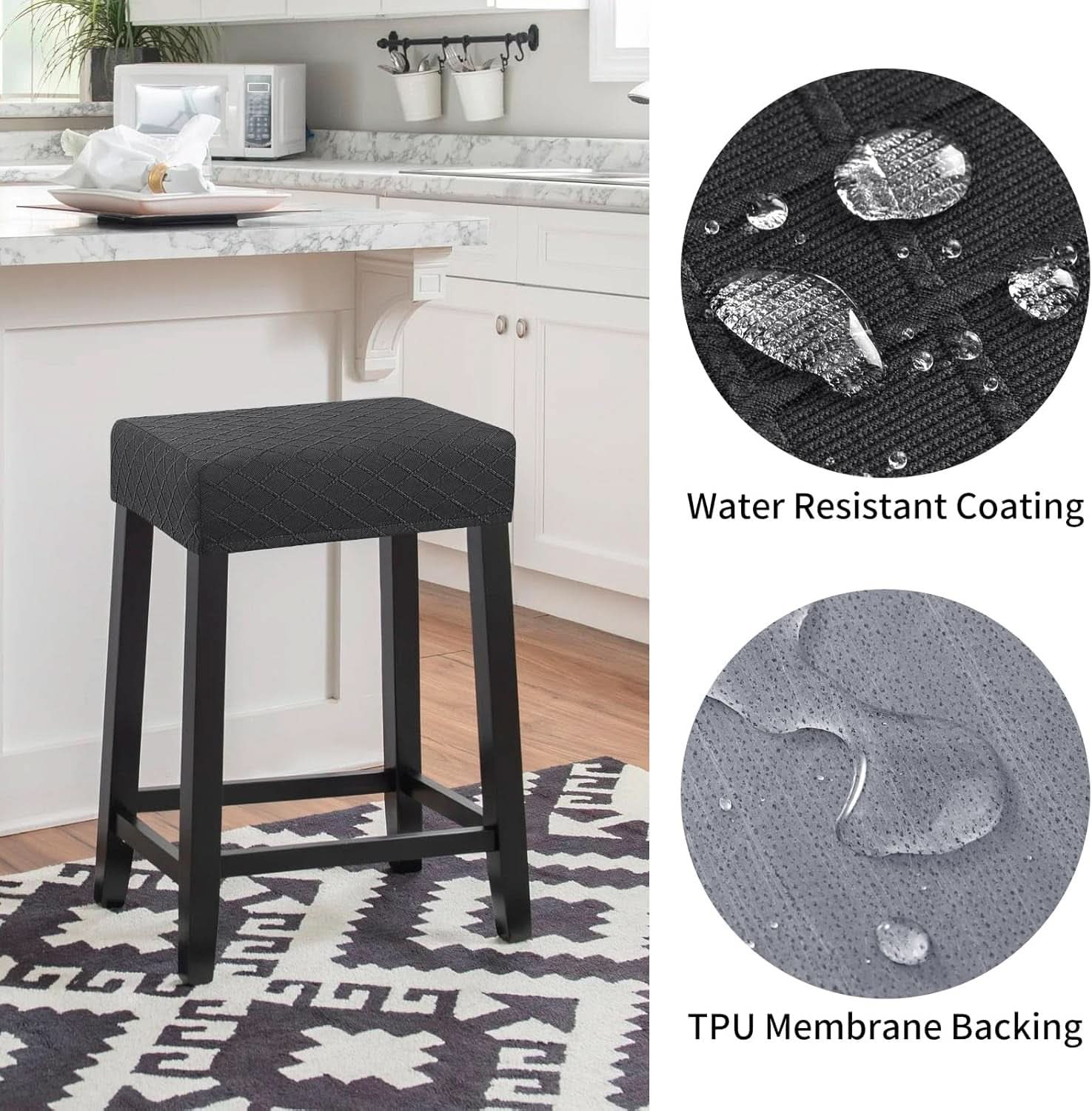 Stretch Waterproof Bar Stool Covers 2 Pack For Counter