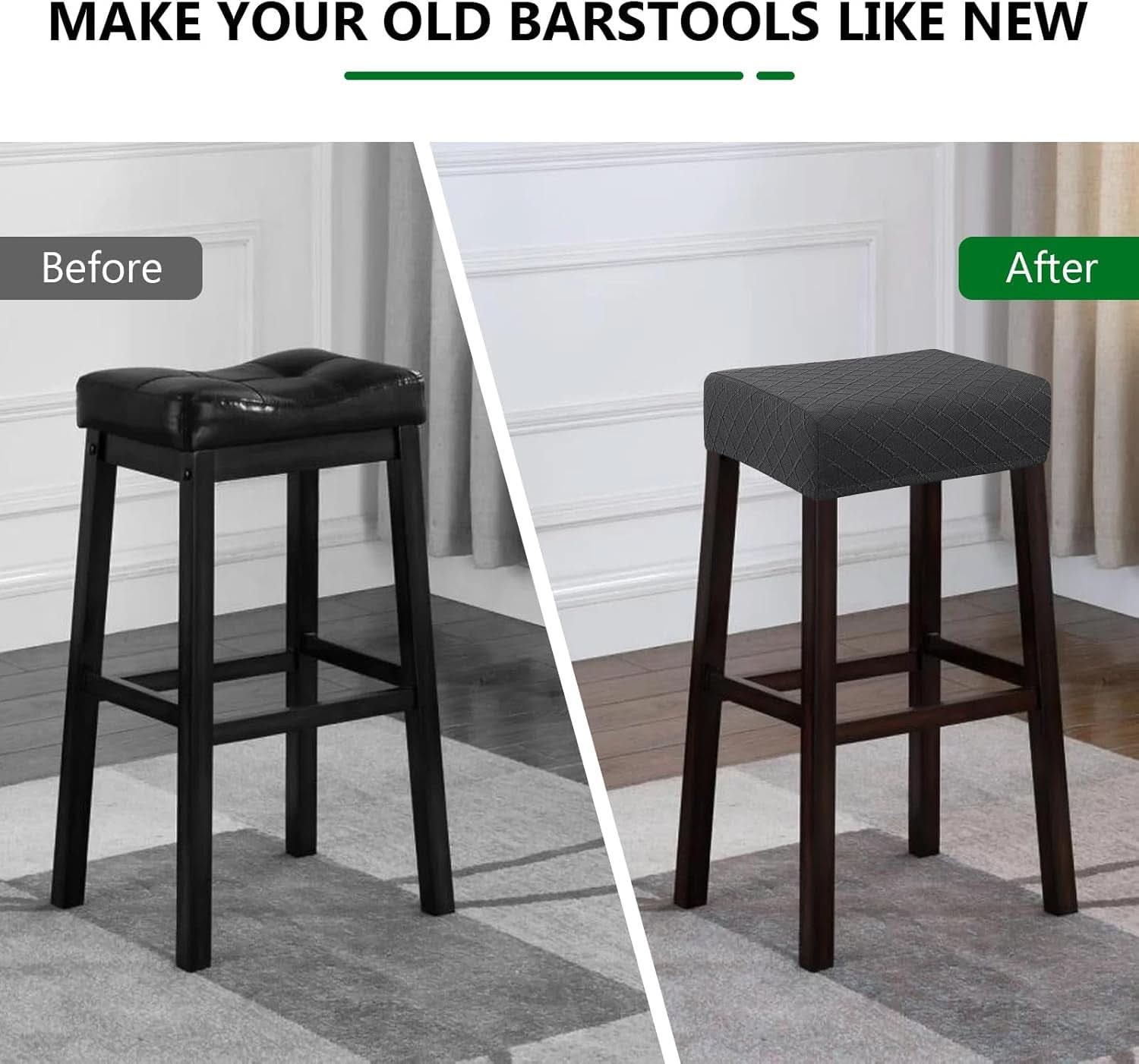 Stretch Waterproof Bar Stool Covers 2 Pack For Counter
