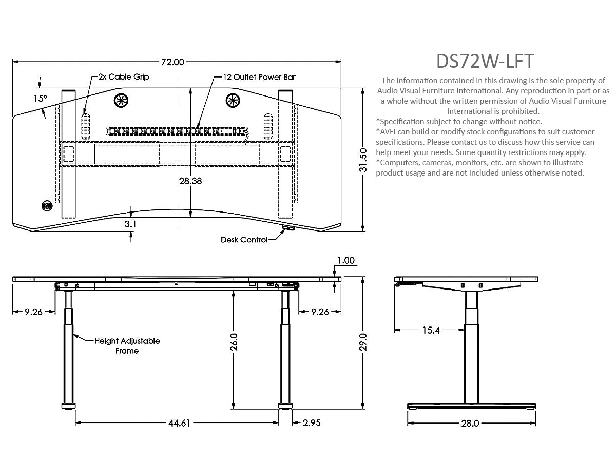 Studio Standing Desk DS72W-LFT