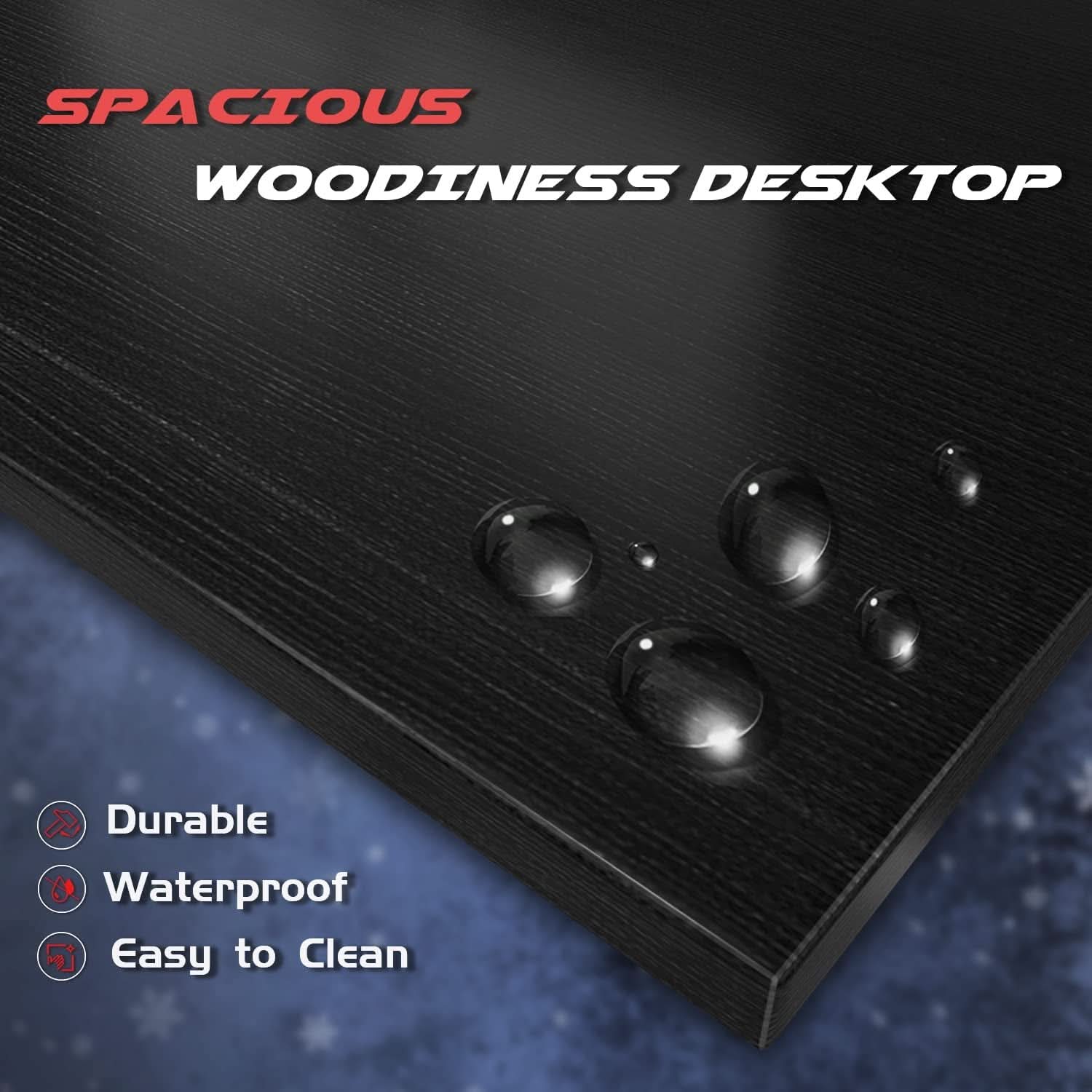 Sturdy L Shaped Gaming Desk With Monitor Riser Corner