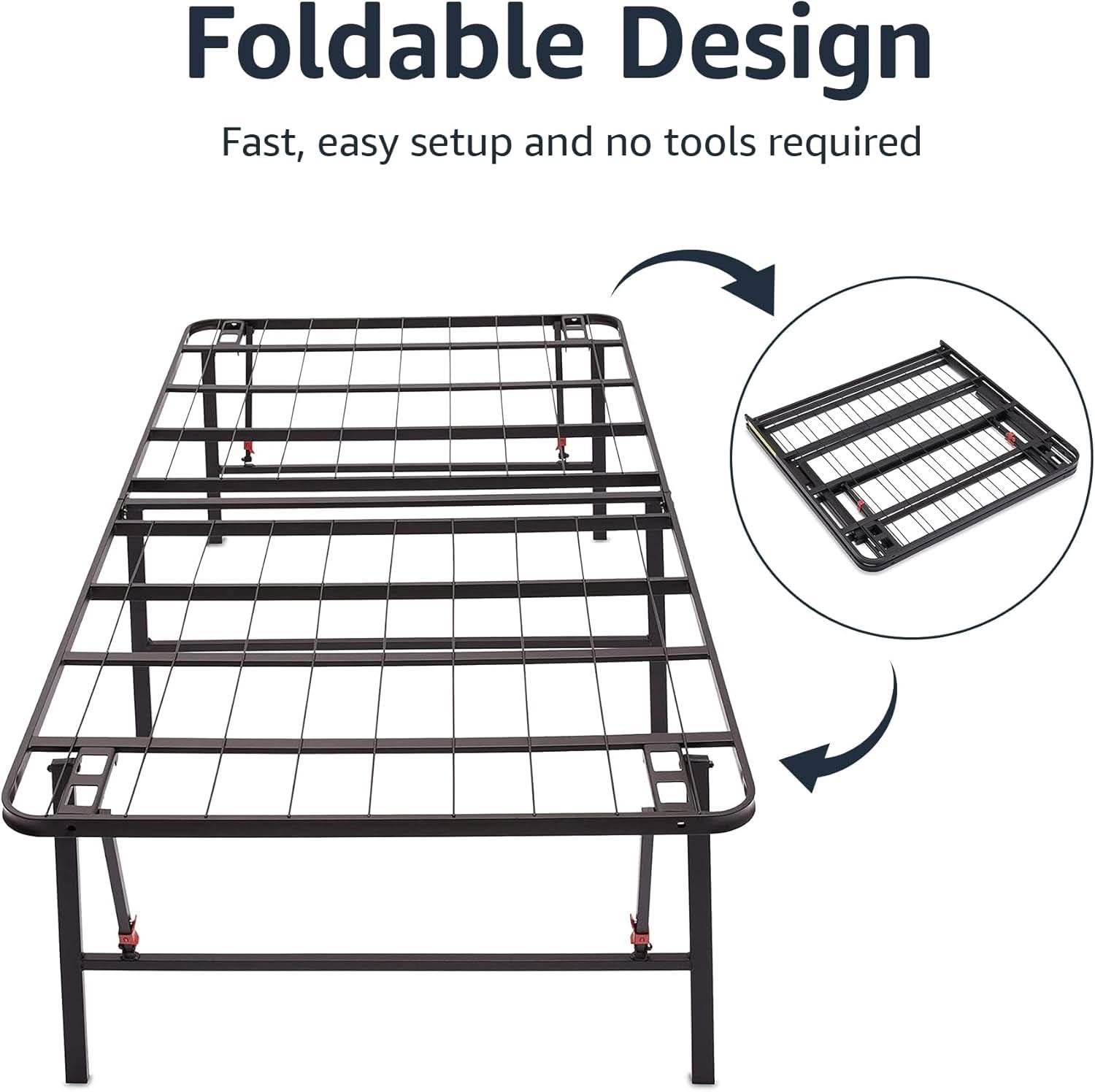 Sturdy Metal Queen Bed Frame With Built In Storage Platform