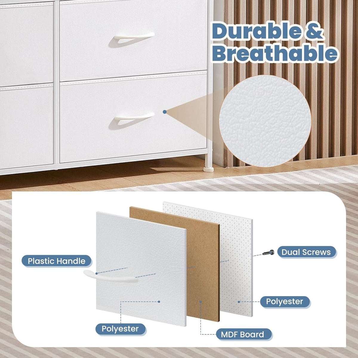 Sturdy Nine Drawer Dresser With Wood Top And Steel Frame
