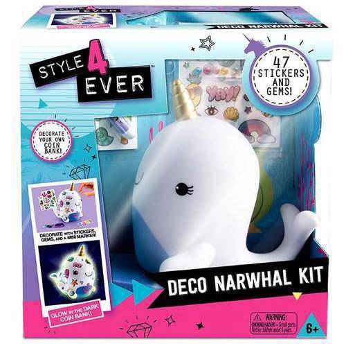Style 4 Ever Deco Narwhal Kit – Glow & Craft Fun for Kids 6+