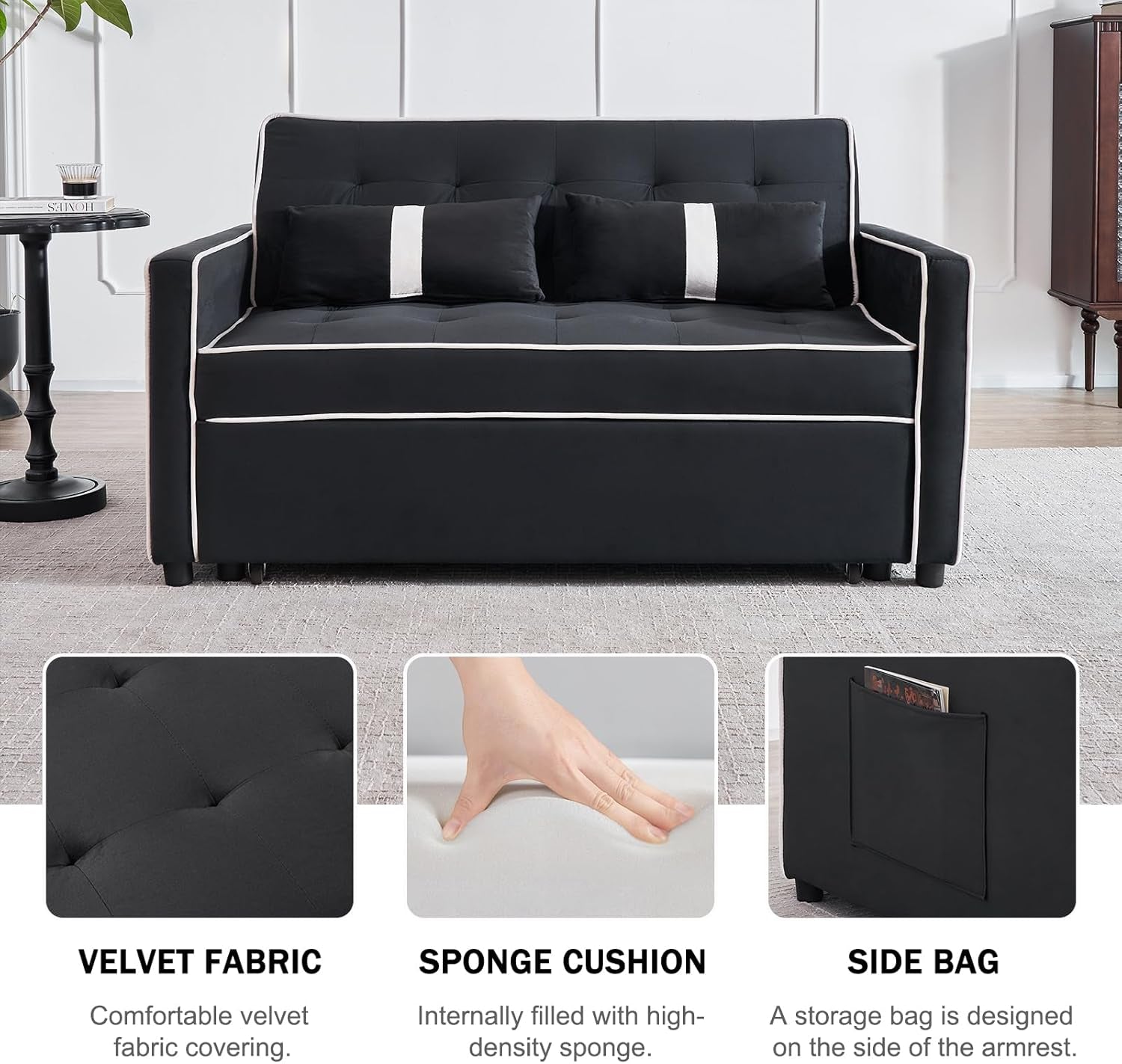 Stylish 3 in 1 Convertible Sofa Bed for Relaxation