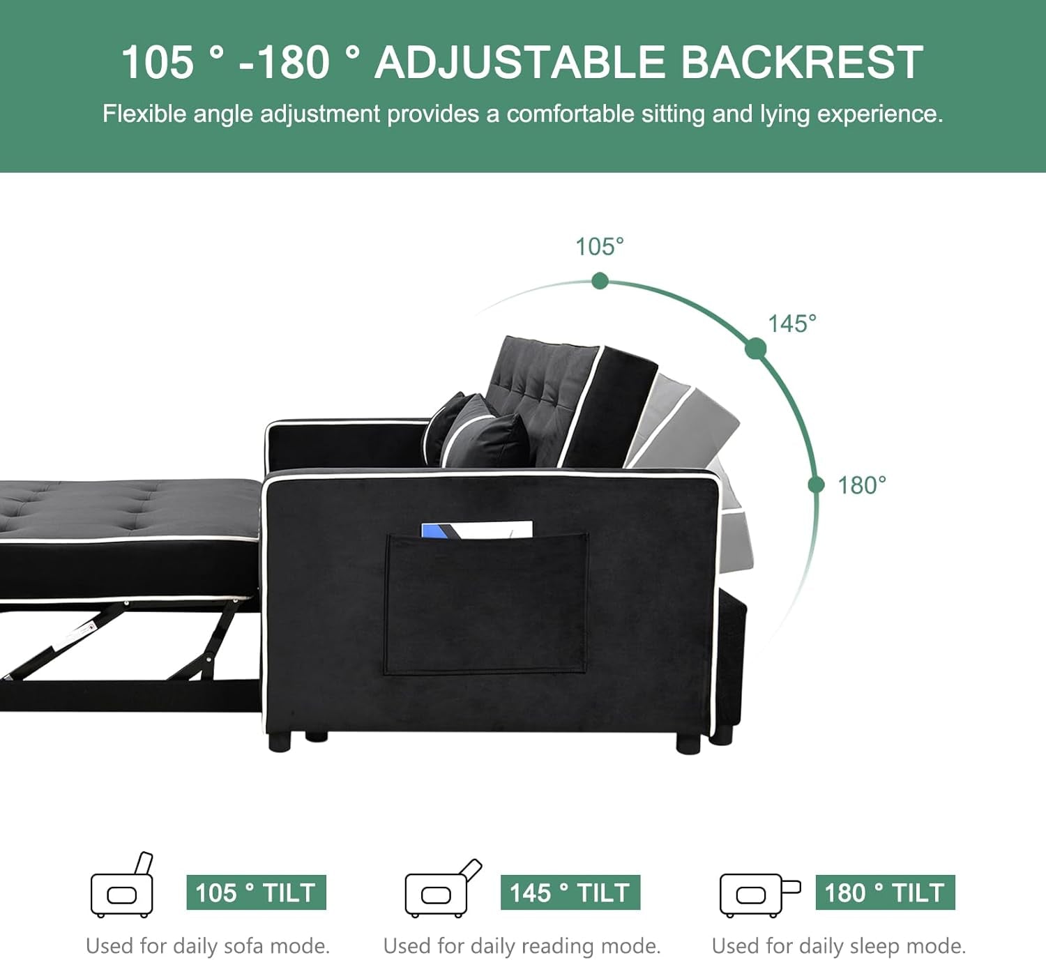 Stylish 3 in 1 Convertible Sofa Bed for Relaxation